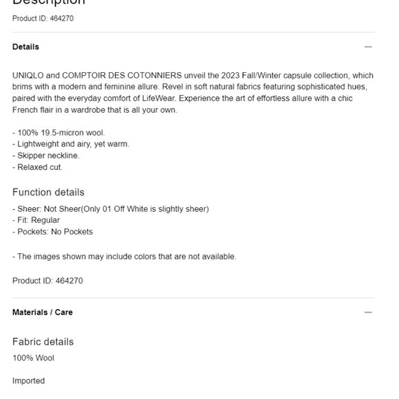 UNIQLO x Comptoir des Cotonniers | Lambswool Long-Sleeve Polo Sweater (XS) - Picture 5 of 5